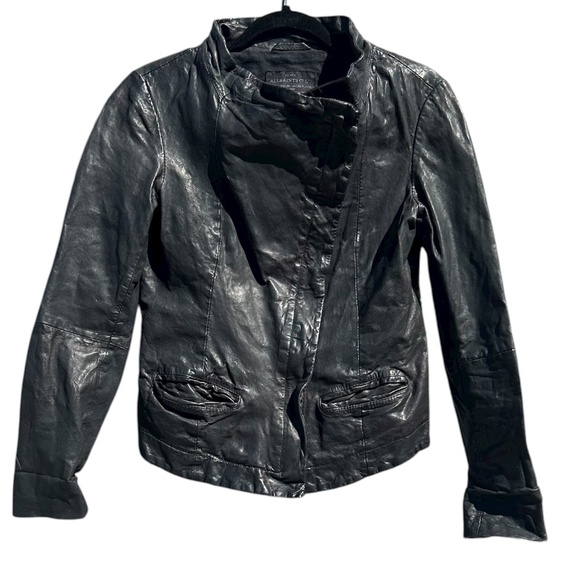 ALLSAINTS Black Leather Jacket - Picture 2 of 10
